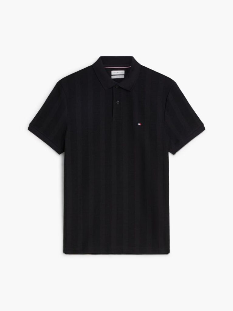 Negru Tricou Polo Cu Croiala Normala Si Dungi In Nuante Asortate  Barbati