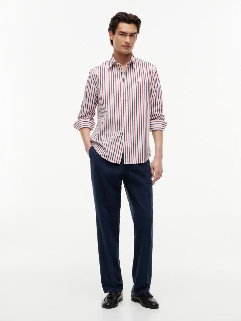 Multi Camasa Flex Din Poplin Cu Croiala Regular Si Dungi  Barbati