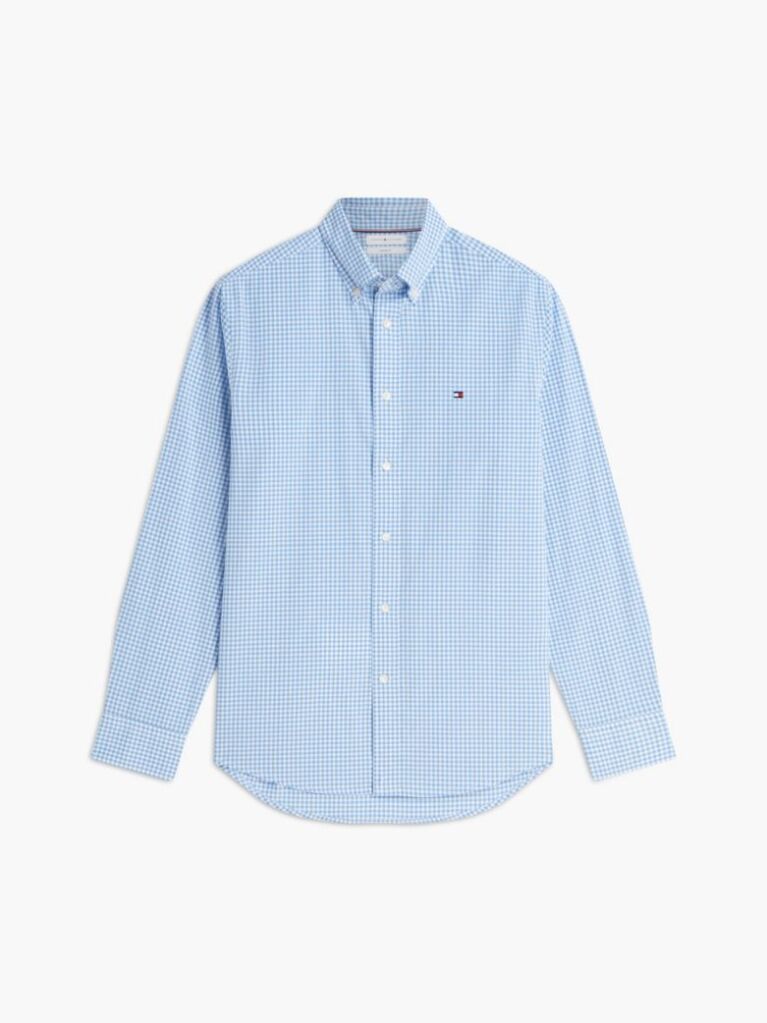 Blue Camasa Flex in Carouri Din Poplin  Barbati