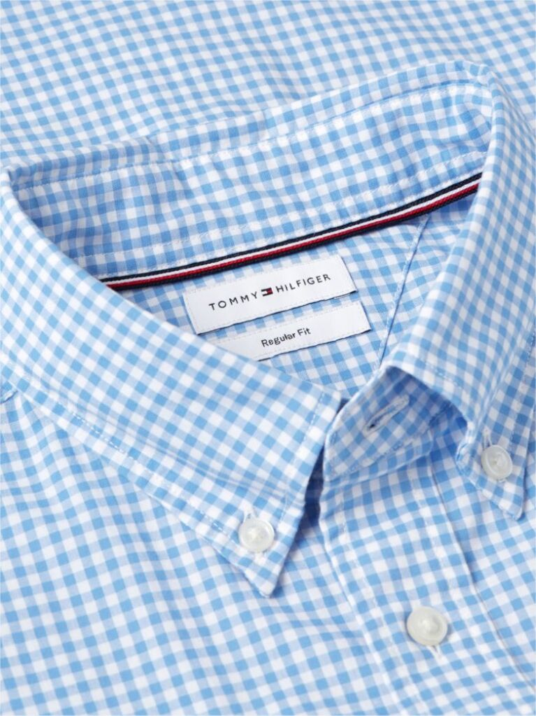 Blue Camasa Flex in Carouri Din Poplin  Barbati