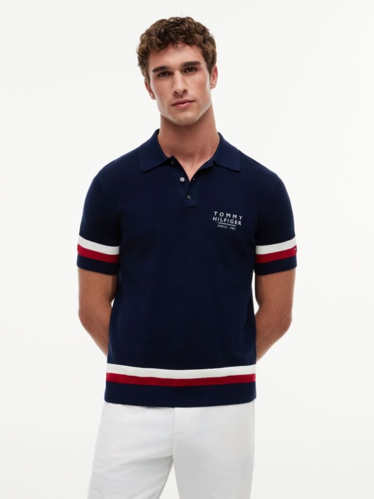 Blue Tricou Polo Signature Cu Croiala Normala  Barbati