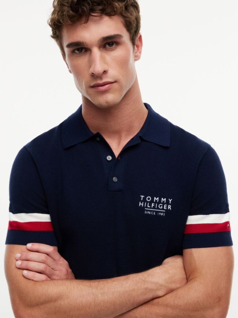 Blue Tricou Polo Signature Cu Croiala Normala  Barbati