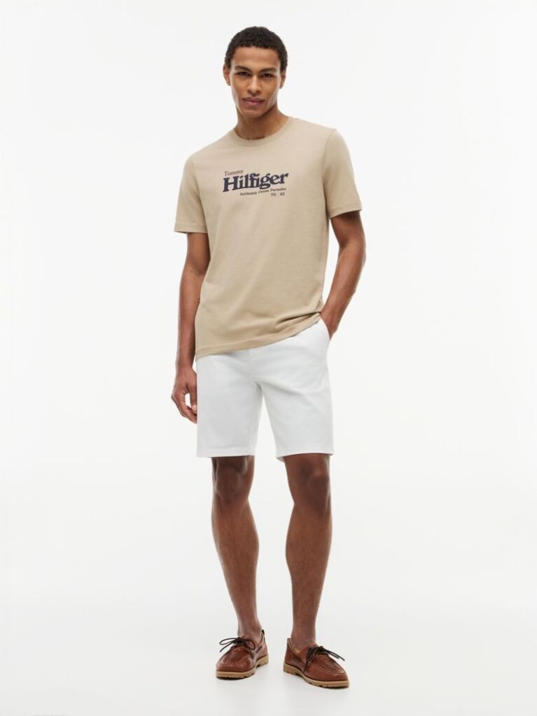 Beige Logo Graphic Jersey T-Shirt  Men