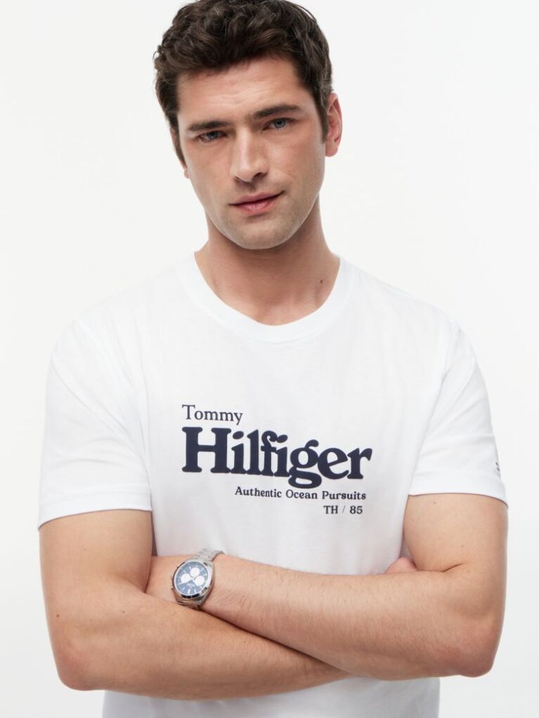 White Logo Graphic Jersey T-Shirt  Men