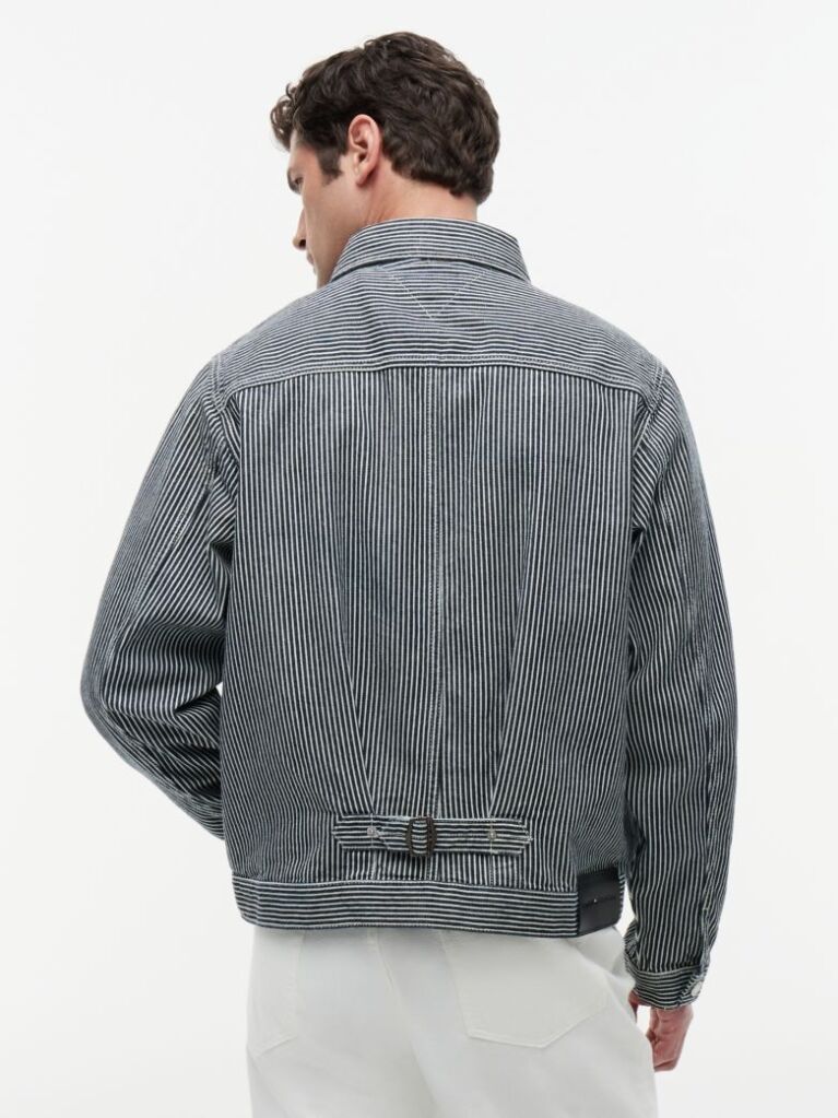 Multi Jacheta Din Denim Cu Dungi  Barbati