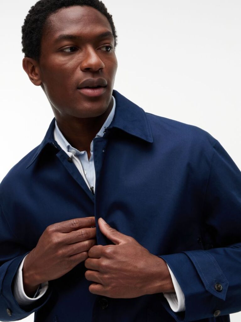 Blue New York Label Relaxed Car Coat  Men