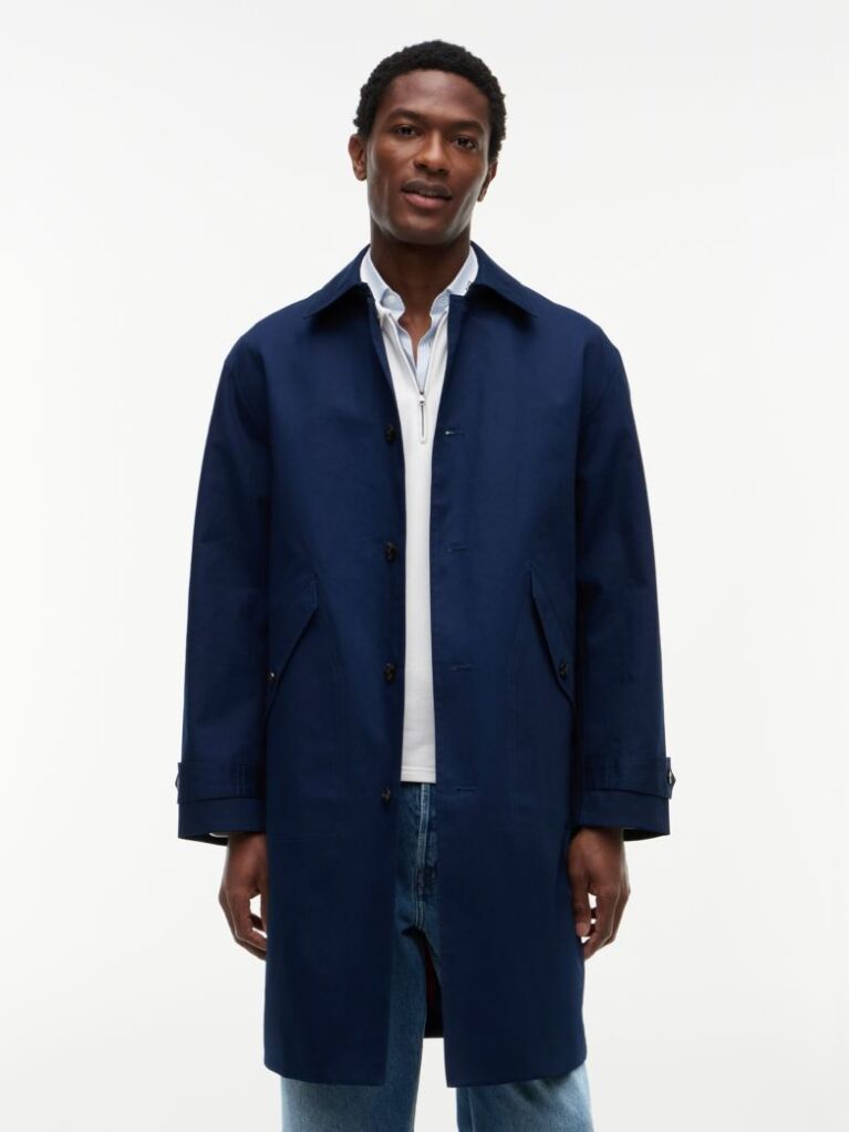 Blue New York Label Relaxed Car Coat  Men