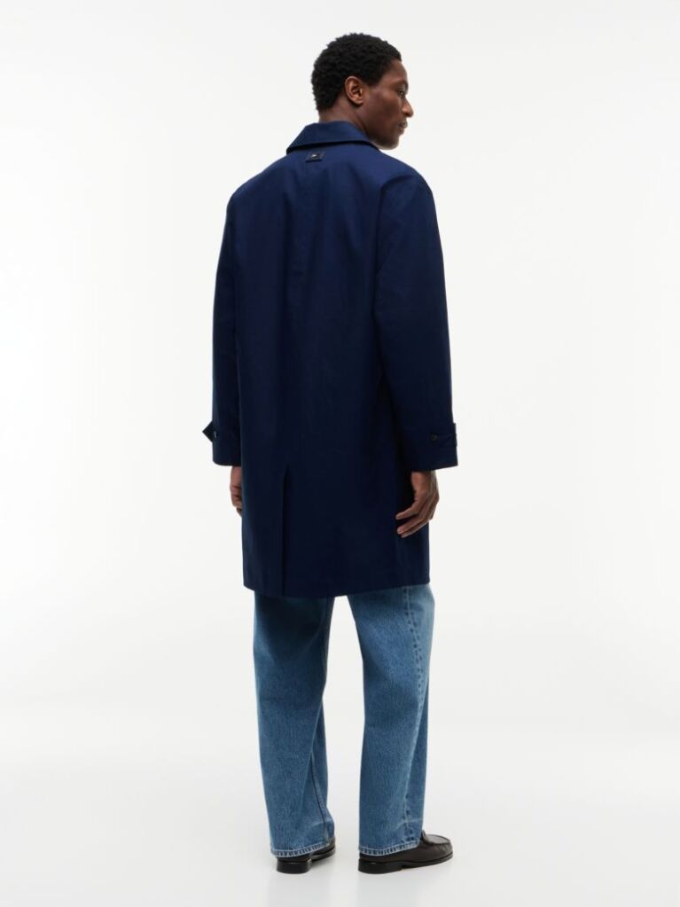 Blue New York Label Relaxed Car Coat  Men
