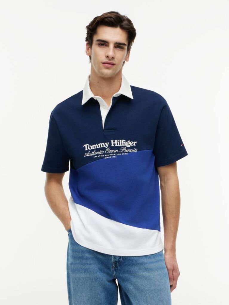 Multi Tricou Polo Cu Croiala Lejera Logo Pe Spate Si Blocuri De Culoare  Barbati
