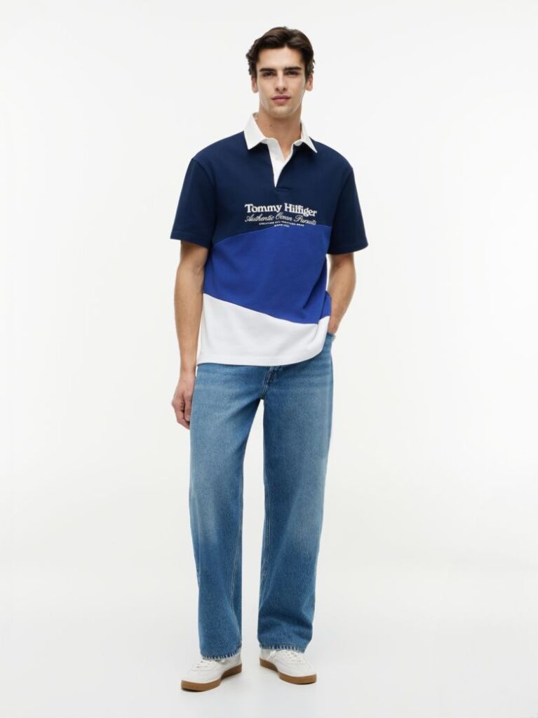 Multi Tricou Polo Cu Croiala Lejera Logo Pe Spate Si Blocuri De Culoare  Barbati