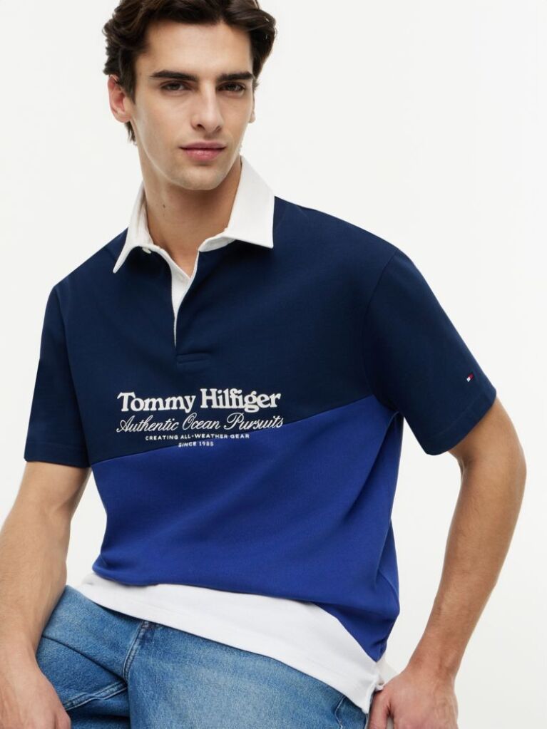 Multi Tricou Polo Cu Croiala Lejera Logo Pe Spate Si Blocuri De Culoare  Barbati