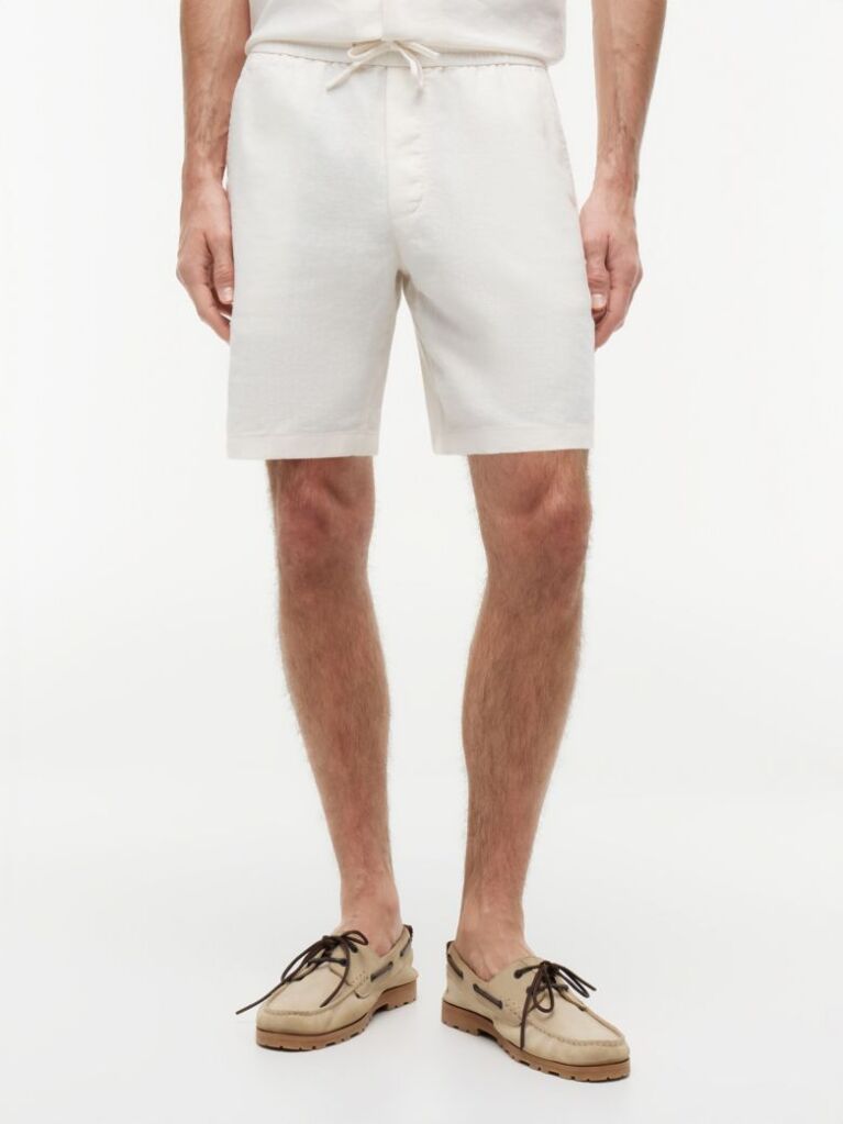 Bej Dover Pantaloni Scurti Chino Din Amestec De In 8"  Barbati