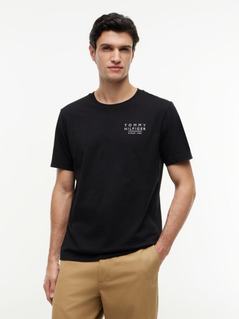 Black Wavy Flag Back Graphic Jersey T-Shirt  Men