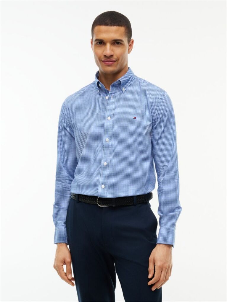 Blue Camasa Gingham Flex Cu Croiala Regular  Barbati