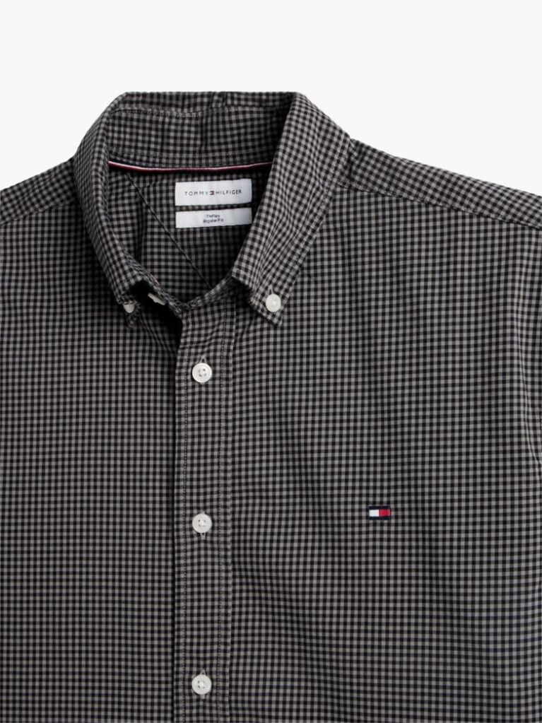 Gri Camasa Gingham Flex Cu Croiala Regular  Barbati