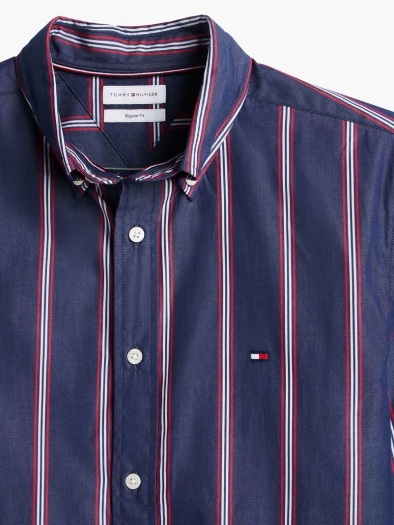 Multi Camasa Flex Din Poplin Cu Dungi Si Croiala Regular  Barbati