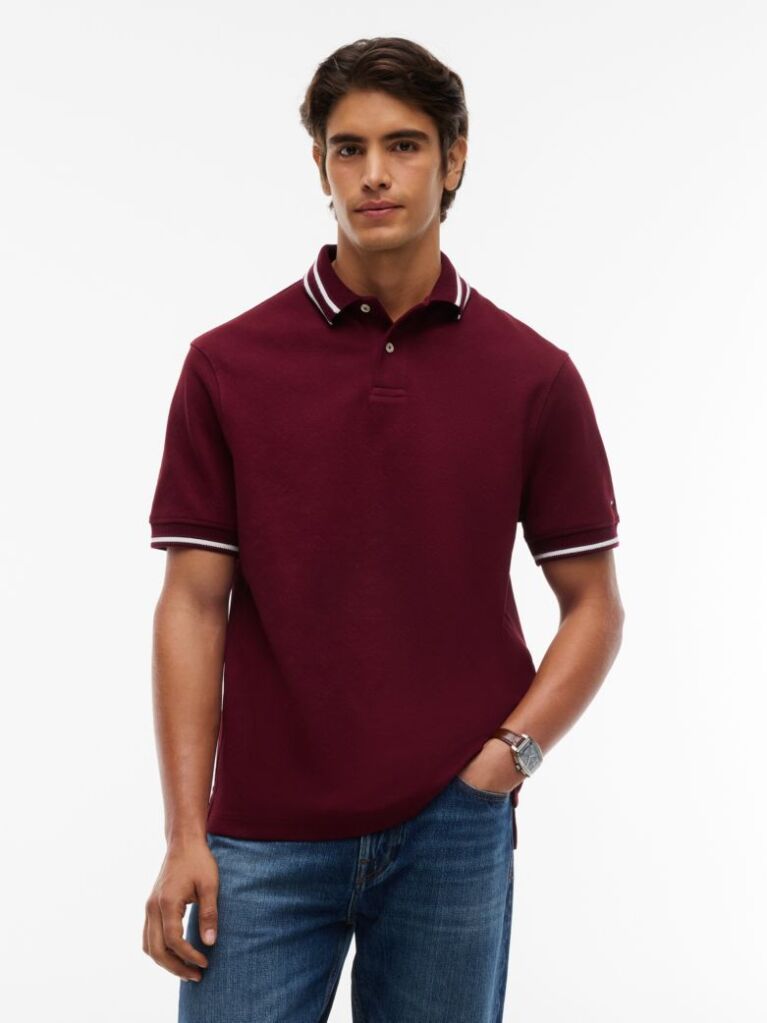 Red Relaxed Fit Foulard Jacquard Polo Shirt  Men