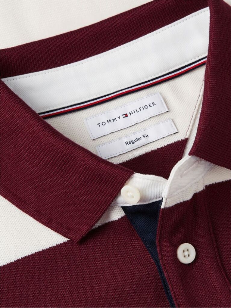 Multi Rugby Stripe Long Sleeve Polo Shirt  Men