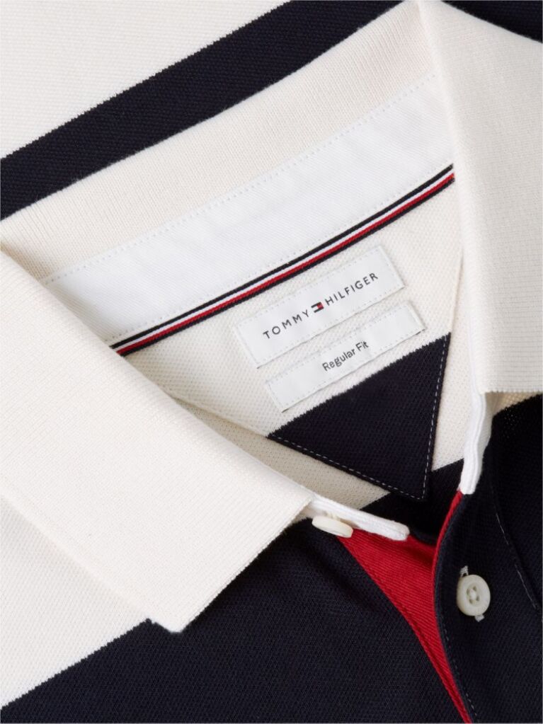 Multi Rugby Stripe Long Sleeve Polo Shirt  Men