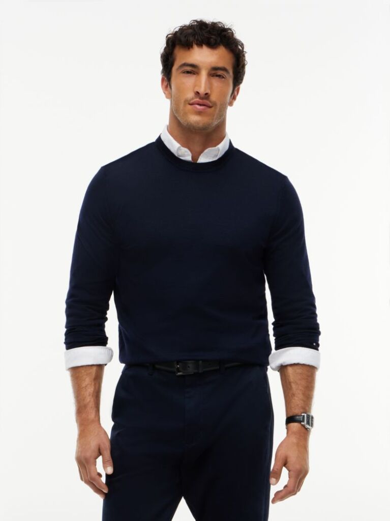 Blue Pulover New York Label Din Lana Pura  Barbati