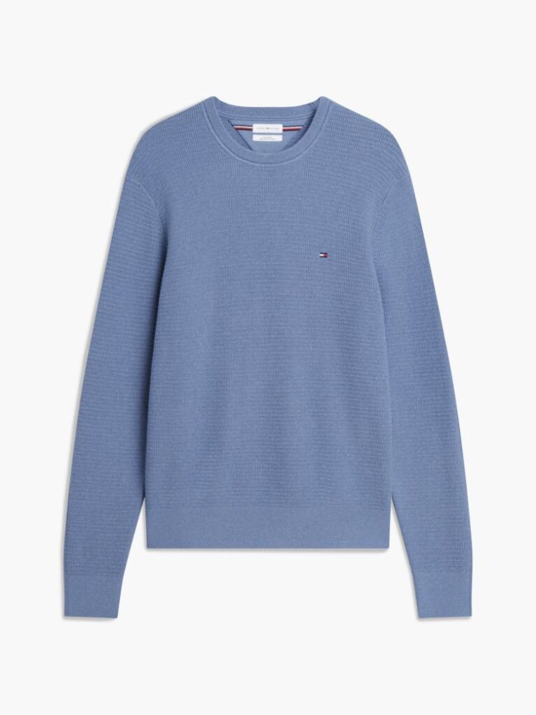 Blue Pulover Din Casmir Cu Guler Crew  Barbati
