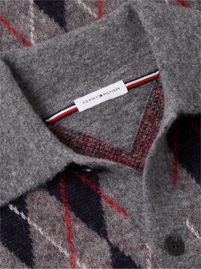 Gri Cardigan Din Alpaca Cu Croiala Lejera  Barbati