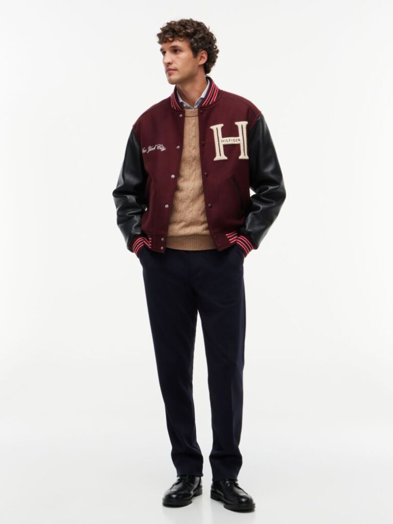 Multi Wool Blend Varsity Jacket With Cashmere  Men