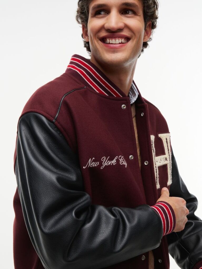 Multi Wool Blend Varsity Jacket With Cashmere  Men