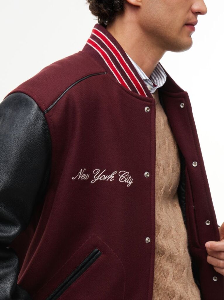 Multi Wool Blend Varsity Jacket With Cashmere  Men