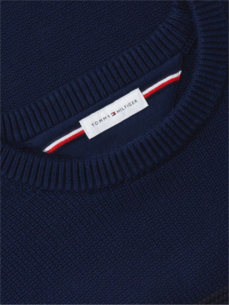 Blue Intarsia Flag Crew Neck Jumper  Men