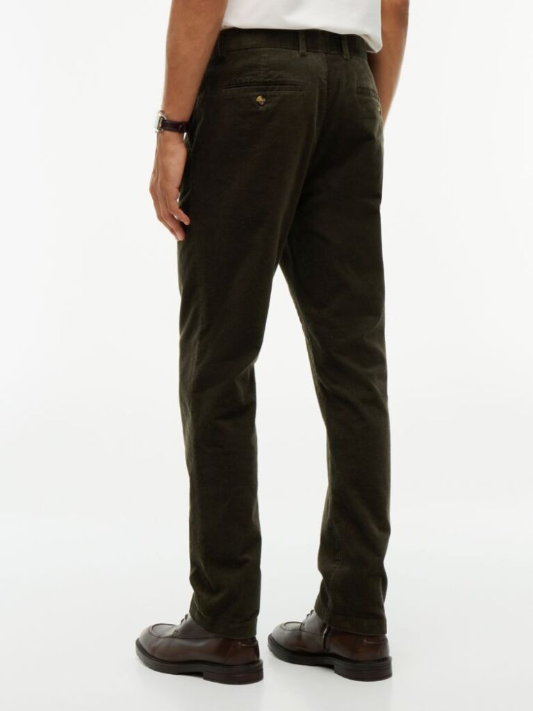 Verde Pantaloni Chinos Denton Din Catifea Fina Cu Croiala Slim Si Dreapta  Barbati