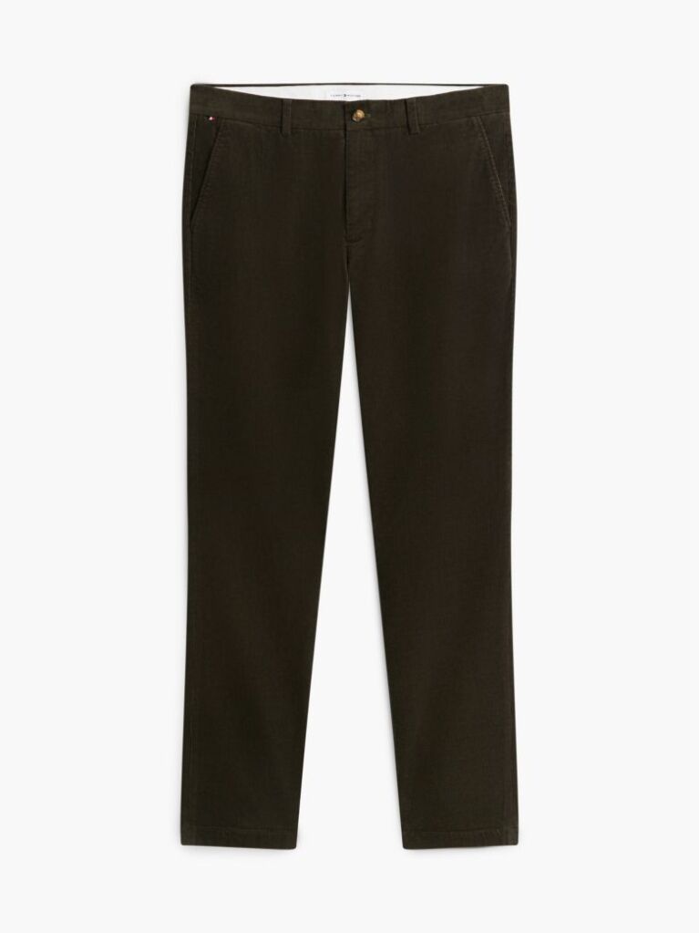 Verde Pantaloni Chinos Denton Din Catifea Fina Cu Croiala Slim Si Dreapta  Barbati
