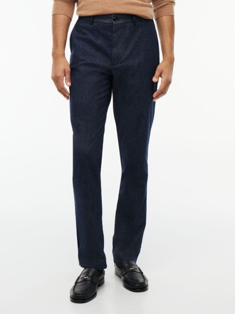 Blue Pantaloni Chinos Denton Cu Croiala Dreapta  Barbati