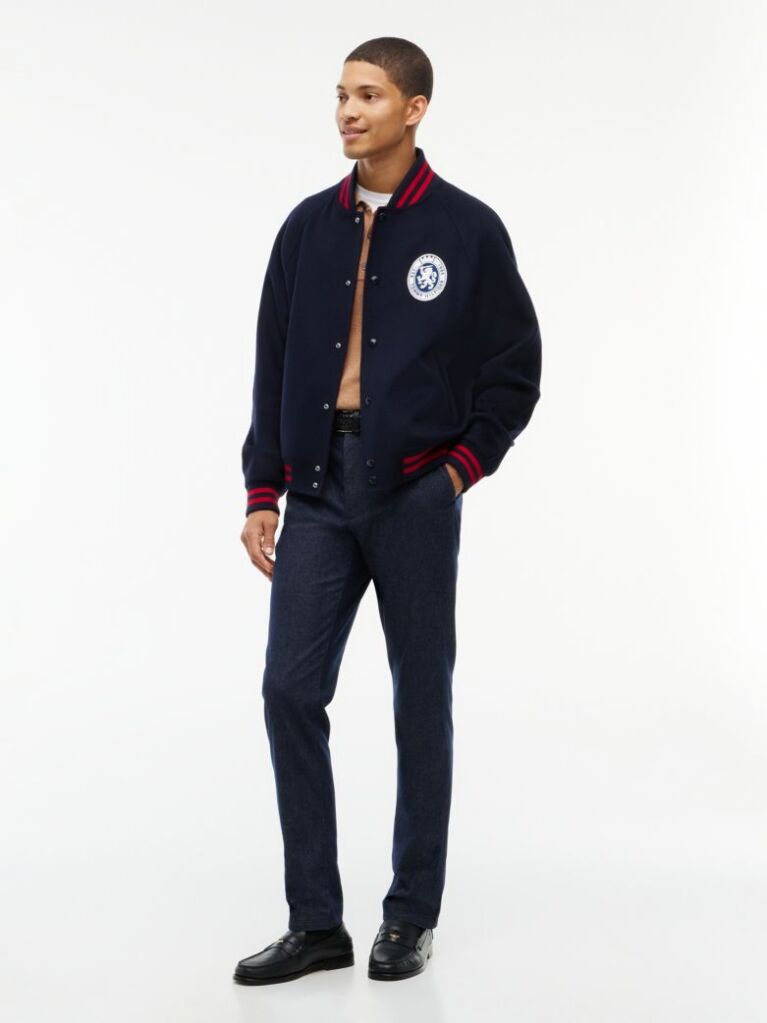 Blue Pantaloni Chinos Denton Cu Croiala Dreapta  Barbati