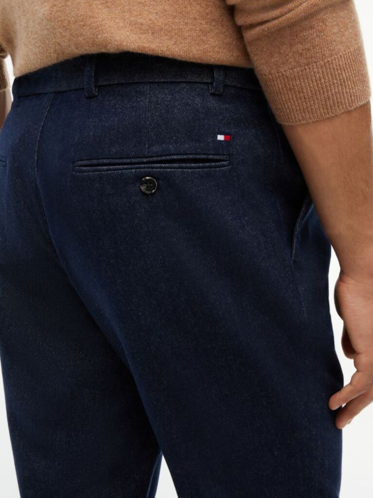 Blue Pantaloni Chinos Denton Cu Croiala Dreapta  Barbati