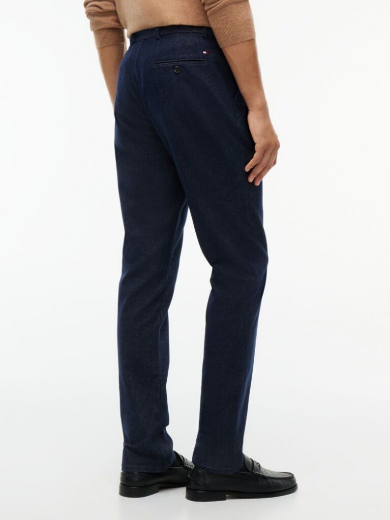 Blue Pantaloni Chinos Denton Cu Croiala Dreapta  Barbati