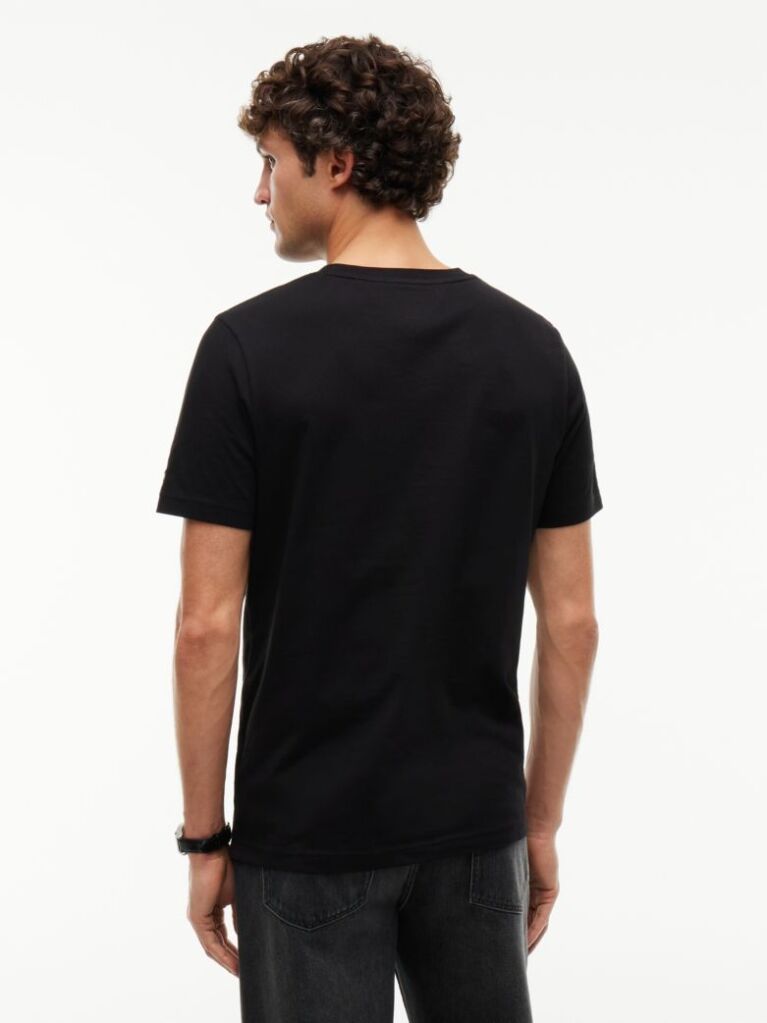 Negru T-Shirt Din Jerseu Cu Logo Si Guler Rotund  Barbati