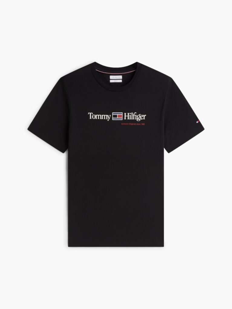 Negru T-Shirt Din Jerseu Cu Logo Si Guler Rotund  Barbati
