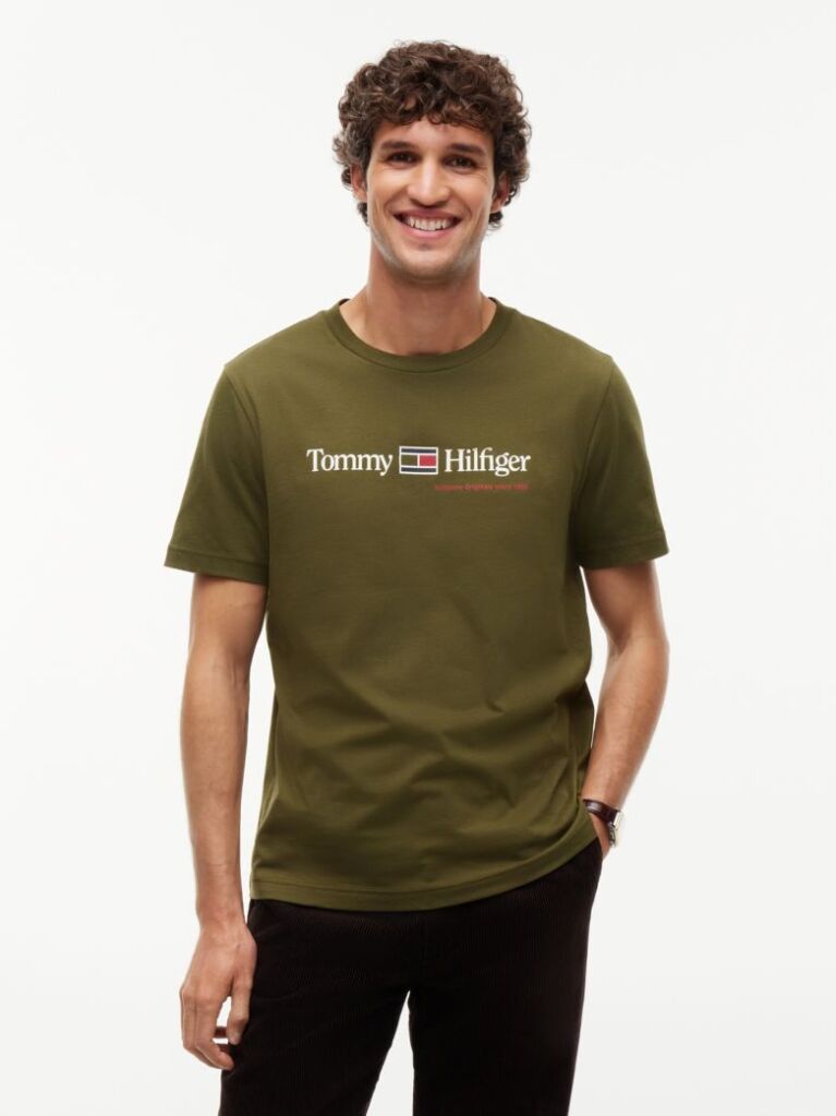 Verde T-Shirt Din Jerseu Cu Logo Si Guler Rotund  Barbati
