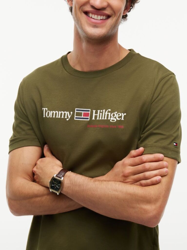 Verde T-Shirt Din Jerseu Cu Logo Si Guler Rotund  Barbati