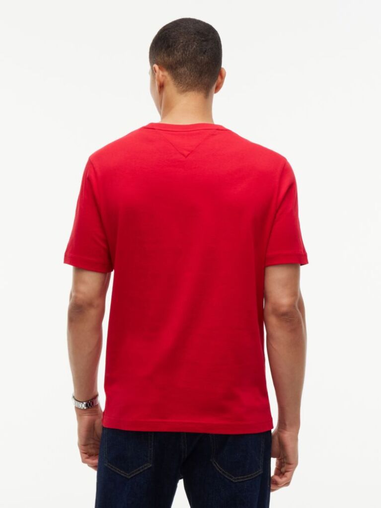 Rosu T-Shirt Din Jerseu Cu Logo Si Guler Rotund  Barbati