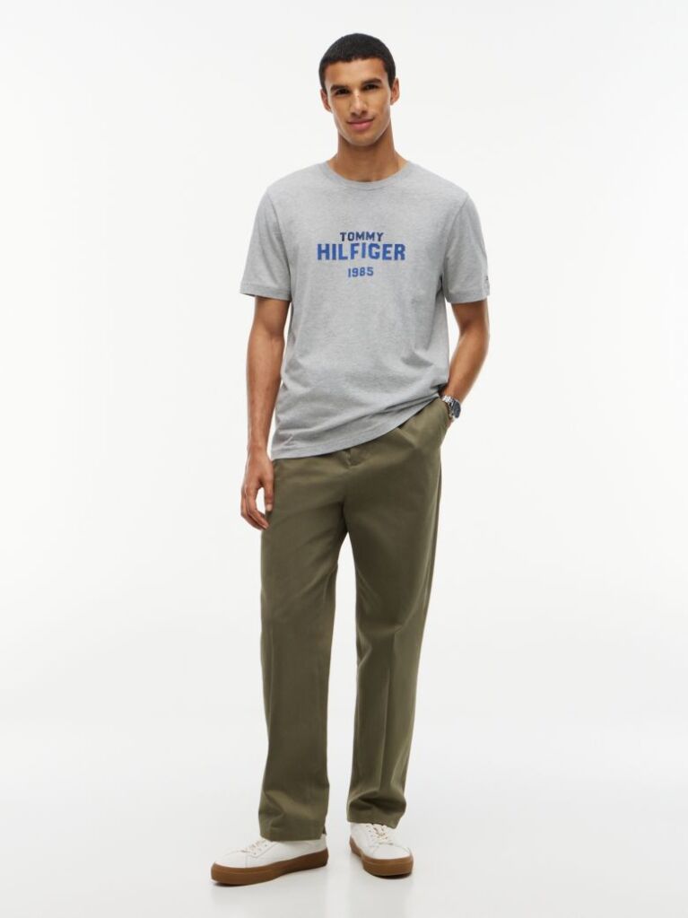 Grey Contrast Logo Crew Neck Jersey T-Shirt  Men