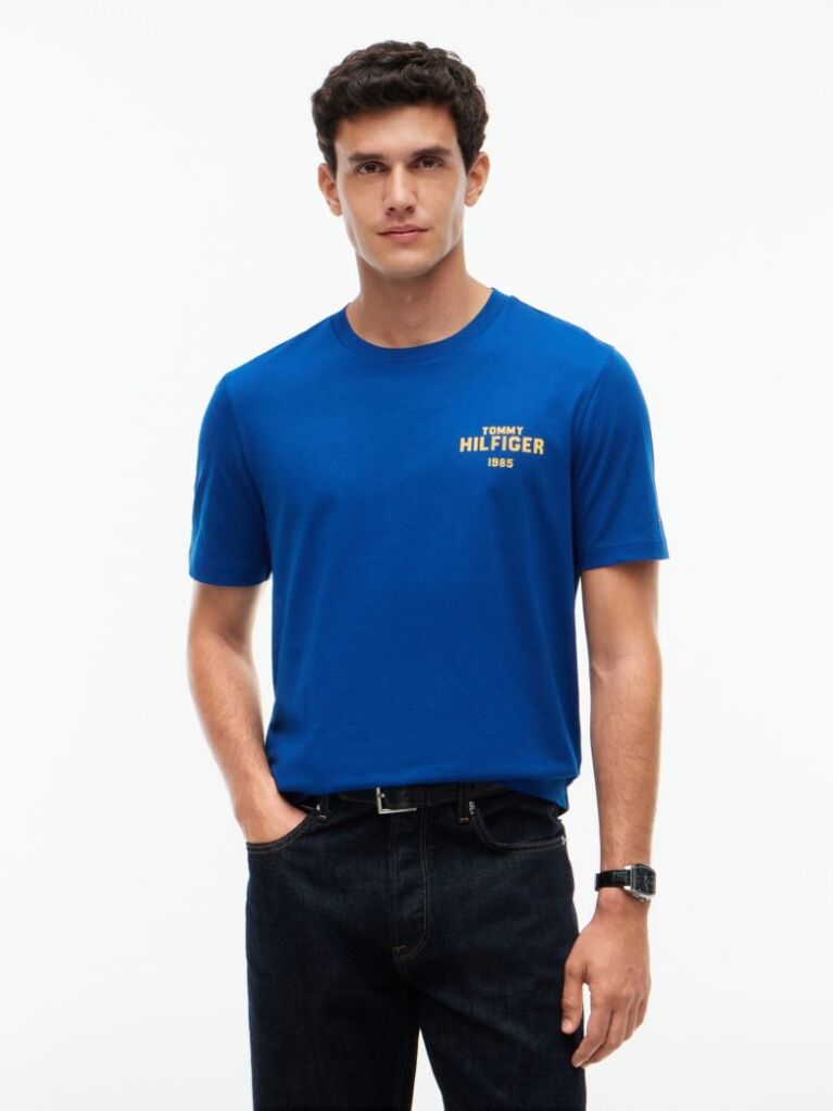 Blue T-Shirt Din Jerseu Cu 1985 Graphic  Barbati