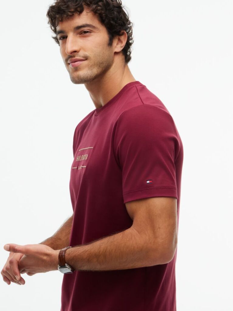 Red Logo Interlock Knit T-Shirt  Men