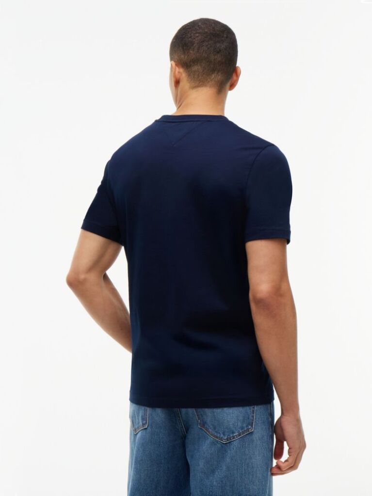 Blue T-Shirt Cu Logo Brodat Si Guler Rotund  Barbati
