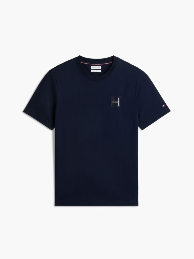 Blue T-Shirt Cu Logo Brodat Si Guler Rotund  Barbati