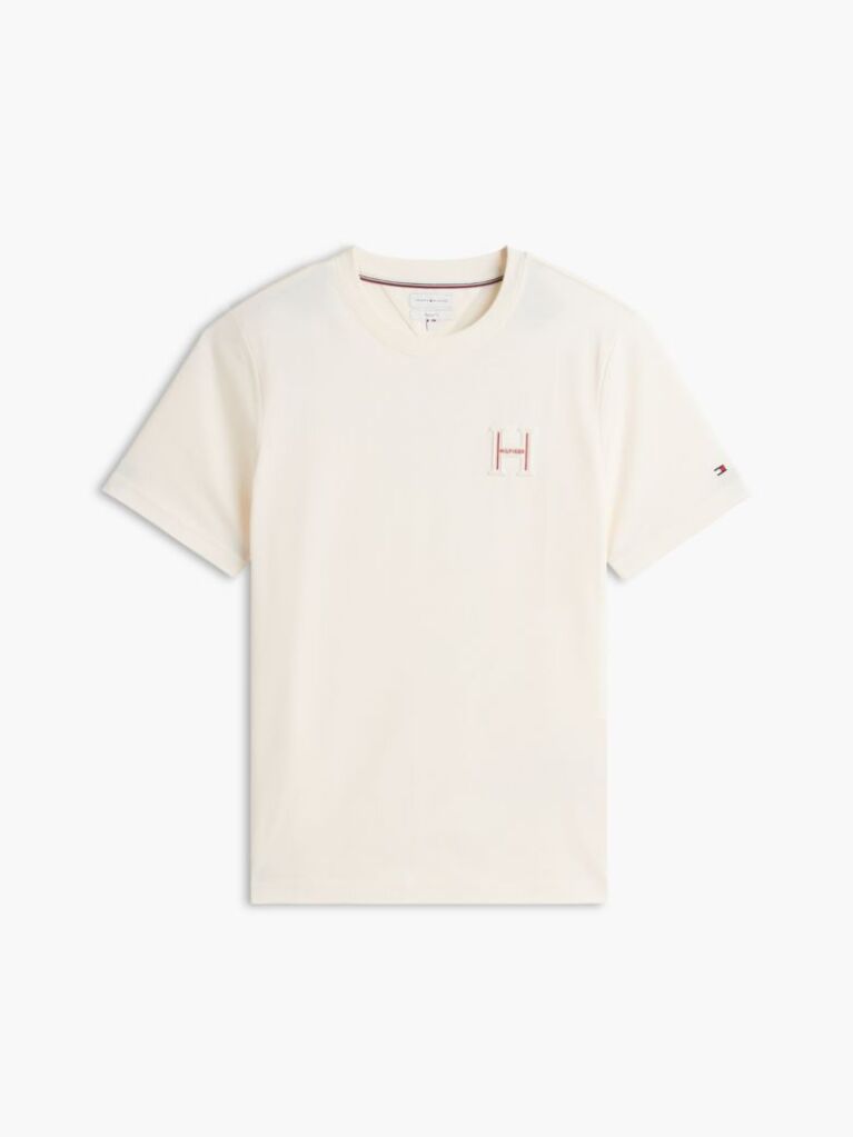 Bej T-Shirt Cu Logo Brodat Si Guler Rotund  Barbati