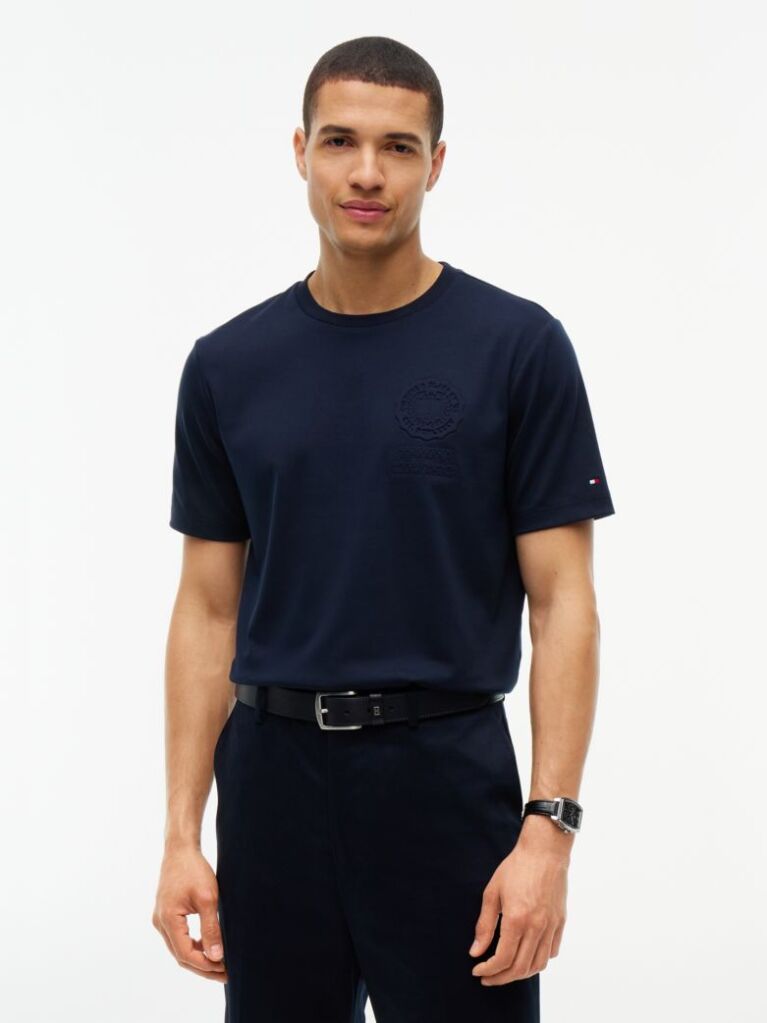 Blue T-Shirt Tricotat Cu Logo  Barbati