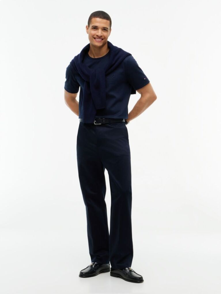 Blue T-Shirt Tricotat Cu Logo  Barbati