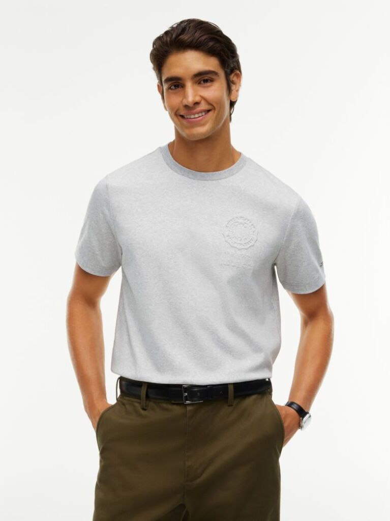 Gri T-Shirt Tricotat Cu Logo  Barbati